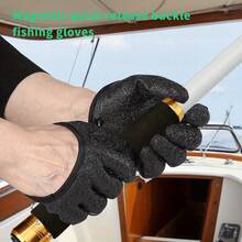 1 Pair Green Non-Slip Fishing Gloves, Black Latex Wear-Resistant Breathable Mesh Fabric, High Elasticity Comfortable Fit, Strong Anti-Slip Design For Secure Grip When Fishing, With Powerful Magnetic Buckle For Quick Open/Close, Waterproof And Easy To Clean - Multicolor - View 2