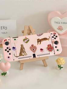 1个豹纹、眼睛、太阳图案的Switch保护壳，兼容Switch OLED屏幕和Switch主机，采用柔软的TPU材质，无需拆卸，防摔防尘，多种颜色可选，是送给Switch玩家的理想礼物，优雅清新的Switch保护壳。 - 查看 1