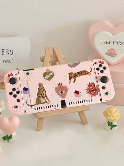 1pc Leopard, Eye, Sun Pattern Switch Protective Case, Suitable Compatible With Switch OLED And Switch Console, Made Of Soft TPU Material, No Need To Disassemble, Anti-Fall And Dust-Proof, Multiple Colors Available, Ideal Gift Compatible With Switch Gamers, Elegant And Fresh Switch Protective Case