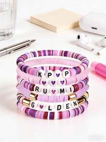 6件套韩版偶像风手链套装，时尚迷你饰品礼品 - 彩色 - 查看 1