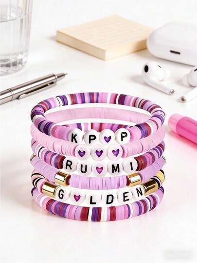 Set de 6 piezas Pulsera estilo ídolo coreano, regalo de joyería de moda mini