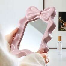 Y2K Style Vanity Mirror, Cute Bow Design Single-Sided Tabletop Makeup Mirror, Compact Desktop Mirror, High-Definition Glass Mirror Surface, Suitable For Bedroom Vanity Or Makeup Table, Portable Small Mirror - Multicolor - View 3