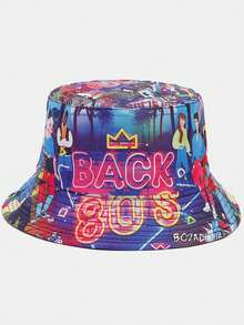 1顶男女通用复古经典“80、90年代”卡带收音机涂鸦印花双面渔夫帽，轻便透气宽檐遮阳帽，百搭休闲街头风，适合各种场合 - A - 查看 13