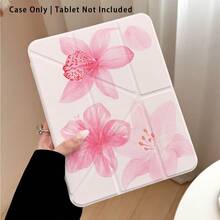 1个百合花图案亚克力水晶平板电脑保护套，带支架，兼容三星/苹果/荣耀等主流机型，可折叠防弯折，硅胶加固边角，自动唤醒/睡眠功能，内置笔槽，多角度可折叠支架 - 完美日常保护，理想礼品 - 彩色 - 查看 1