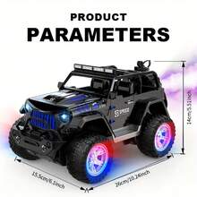 2.4GHz 四驱遥控越野车，带喷水、漂移和 LED 灯，高速攀爬遥控车，USB 充电，经久耐用，操作简便，是圣诞节、生日、节日送给男孩女孩的完美礼物。 - 黑色 - 查看 8