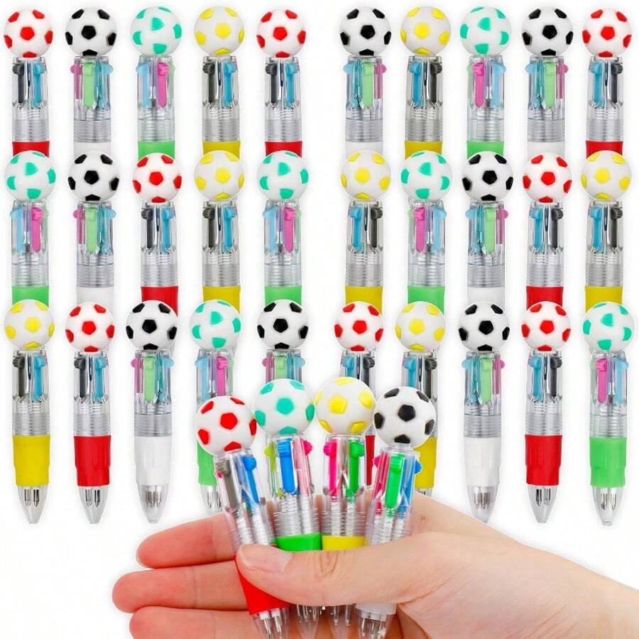 8pcs/2pcs Mini Multi-Color Pens In One 4-In-1 Bulk Sports Party Ballpoint Pen, Fun Gift Combination Ink Pen (Soccer Ball) (Random Style) - Multicolor - View 1