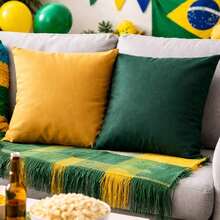 Set Of 2 Cushion Covers 45x45 Premium Smooth Velvety Suede With Invisible Zipper, Decorative - Brasil - Ver 3