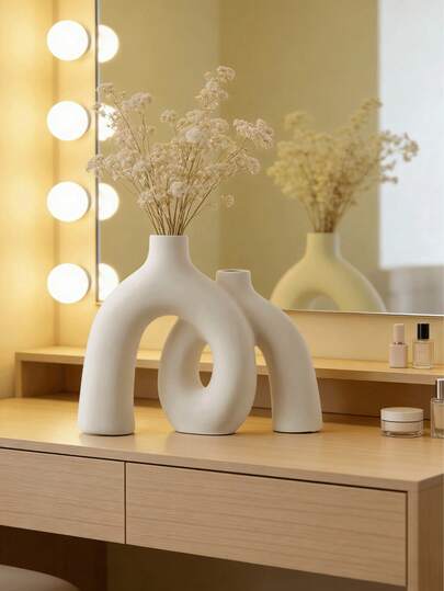 European Geometric Vase For Home Decoration, Pampas Grass Vase, Simple Decorative Vase, Suitable For Table Centerpiece, Dining Room, Living Room, Office, Entryway Decoration, Perfect Holiday Gift