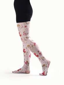 1 Pair Women's Heart Balloon & Cupid Swan Print Leggings - Multicolor - View 2