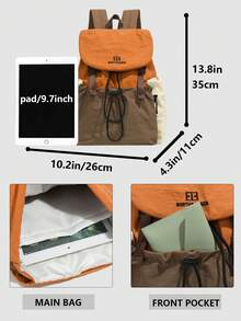 户外可折叠撞色尼龙双肩包，女士适用；多功能工作/日常包；多口袋轻便旅行包；大容量简约书包；便捷徒步包，适合学生、护士、教师、商务人士、旅行、出差、日常通勤、购物、办公、约会、徒步、训练、工作、生日礼物、节日礼物。 - 彩色 - 查看 3