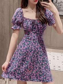 Women Short Dresses - Purple - View 3