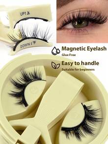 MAANGE 1 Set Magnetic Eyelashes Kit, Includes Magnetic Clips, No Glue Needed, Natural Look, Reusable, Strong Magnetic Adsorption, Faux Mink Material, Suitable For Daily Wear, Waterproof, Extended Outer Corner Design, Enlarges Eyes, Lightweight, Ideal Makeup Tool For Travel, Beach, Camping, Back To School, Great Gift For Women - Natural Lashes - View 4