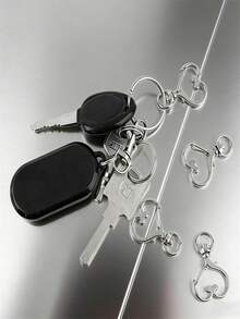 20/50/100 piezas Llavero con giro en forma de corazón - Mosquetón de metal colorido con muelle, apto para manualidades DIY, joyería, cordones y accesorios, aleación de zinc - Plateado - Ver 6