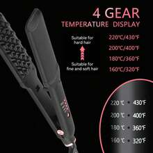 3-In-1 Detachable Straight & Curling Iron, Ceramic Core, Removable 3D Grid & Wave Plates, Multi-Temperature Settings, Fast Heating, Ergonomic Design For Easy Styling. PTC LED Ceramic Electric Hair Styling Tool Suitable For All Hair Types, Perfect For Curling And Straightening. - Multicolor - View 10