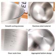 4个304不锈钢搅拌碗，带刻度，防锈，易清洗，可叠放，是厨房烹饪、烘焙和食品准备的理想之选。 - 銀色 - 查看 5