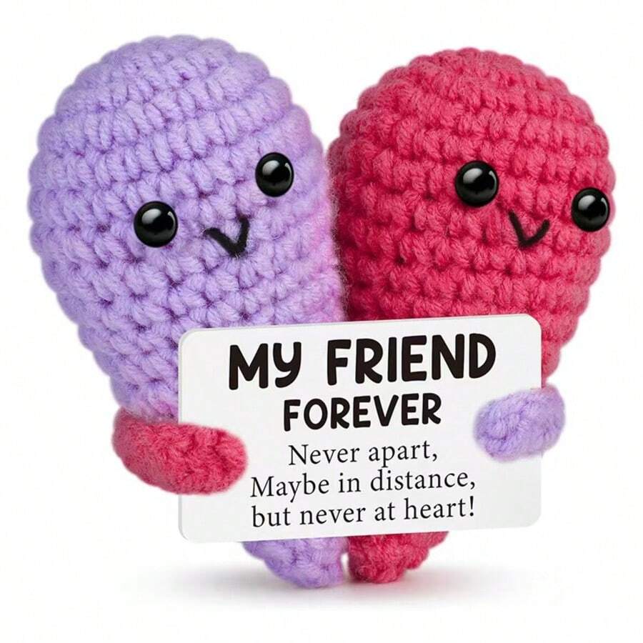 1 pieza Mejor amigo regalo de cumpleaños en forma de corazón a ganchillo, cesta de Pascua rellena para regalo de amistad a larga distancia, graduación, Día de la Madre, regalo de despedida para amigas, compañeras de trabajo, novia - Decoración hecha a mano linda - Multicolor - Ver 1