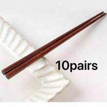 100 piezas de palillos reutilizables, de 9.5 pulgadas de estilo asiático de madera natural sin recubrimiento antideslizante, palillos a granel ligeros adecuados para el hogar, restaurante, fiesta, sushi, fideos - Ver 7