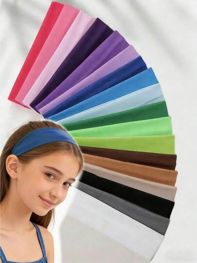 3pcs/Pack Girls Sports Headbands - Moisture Wicking Elastic Hairbands, Girls Headbands, Headwraps, Multi-Color, Sporty Style, Stretchy Sweat-Absorbent; Yoga, Hair Accessories, Random Color, Fashionable Sports Headbands, Suitable For Workout, Yoga, Running
