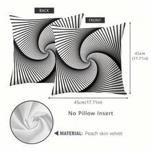 2D Flat - Black And White Striped Pillowcase Featuring A Flat 2D Print With A Non-Realistic 3D Pattern On Both Sides, Equipped With A Zipper. Measures 17.7 Inches By 17.7 Inches - 1件 A款 - 查看 5