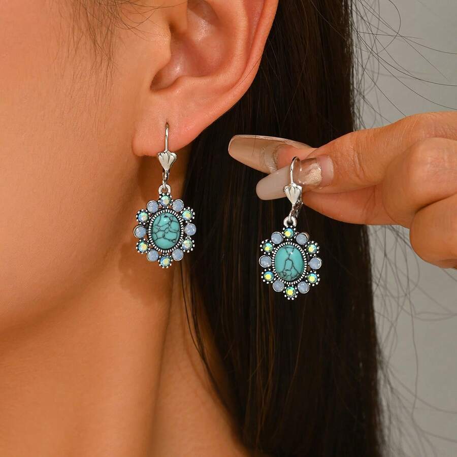 Fashion Unique Design Elegant And Exquisite Imitation Crystal Geometric Earrings Women's Jewelry Party Gifts - Black-1 - View 1