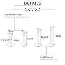 Clear Piercing Retainers Set Bioflex Clear Nose Lip Labret Stud Septum Hoop Eyebrow Tongue Belly Button Piercing Ear Earring Cartilage Plastic Industrial Retainer - Clear - View 8