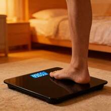 1pc Digital Bathroom Scale, Body Weight Scale, Glass Panel, Large Backlit Display, Home Weighing Scale, Household Essential - Black - View 9