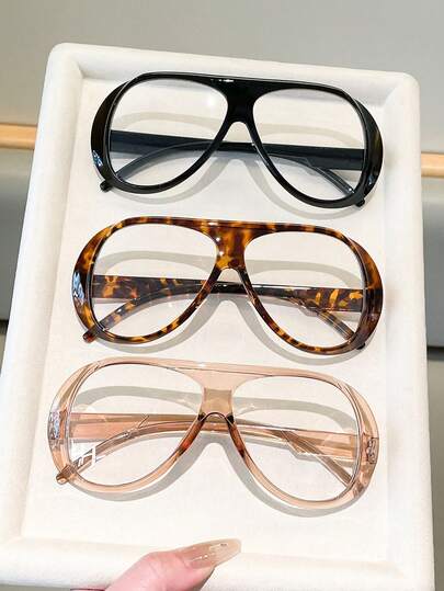 1/3 件装 女士豹纹波西米亚风 PC 聚碳酸酯方形超大透明时尚眼镜 四季皆宜 时尚眼镜 情人节 新年 母亲节 毕业礼物