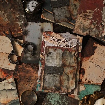 10pcs/Pack Vintage Distressed Paper, Rustic Series Material Paper For Decoration, Writing, Scenery Making, Back To School
