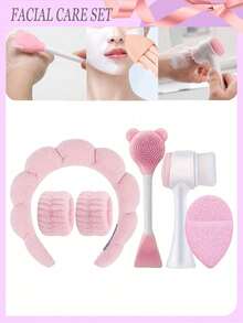 10 Stücke Gesichtspflege Set: Tragbare Hautpflegewerkzeuge, Tiefenreinigung, SPA Maske Pinselset, Weicher Flanell Stirnband, Silikon Peeling Bürste, Augenbrauenbürste, Haarband, Schönheit, Hautpflege, SPA, Selbstpflege, Hautpflegewerkzeuge - Haaraccessoire-Set - Übersicht 10