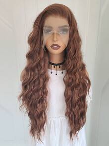 Synthetic Lace Front Wigs For Women Natural Hairline Synthetic Hair Lace Wig Long Brown Wig PrePlucked Cosplay Woman Wigs - 彩色 - 查看 4