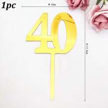 1pc/3pcs Minimalist Gold Acrylic Number 18 21 30 40 50 60 Anniversary Birthday Party Cake Topper - Multicolor - View 10