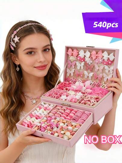 2026 540pcs Cute Pink Butterfly Shaped Hair Clip Set, Including Shiny Bow Hair Clips, Star Hair Clips, Small Flower Hair Clips, Friendly Hair Ties And Bow Hair Clips, Suitable For Party, Shopping, Vacation Photos And Party Outfits