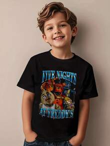 Young Boy's/Girl's Cotton Graphic Tees, Game T-Shirts For Boy, Black Summer T-Shirts With Cartoon Characters, Gift For  Fans, Round Neck, Fun - 22 - 查看 3