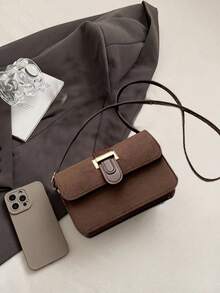 2026秋季新款鳄鱼纹手提包 女士单肩包 时尚纯色斜挎方包 - 咖啡棕 - 查看 3