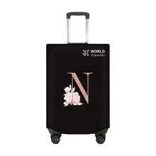 1pc Non-Stretch Non-Woven Fabric Luggage Protective Cover Suitable For 20-30 Inch Trolley Case, Anti-Scratch Luggage Protector Cover With Rose Gold Letter Pattern, Travel Accessory Essential For Back To School - Black - View 148