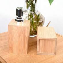 1个复古竹制皂液器，带银色按压头 - 天然竹框，6.76盎司/13.53盎司可填充，适用于洗手液和洗洁精，独立式浴室和厨房台面装饰，乡村风格皂液瓶架 - A - 查看 3