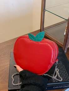 Niche Design Apple-Shaped Handbag, 2026 New Spring/Summer Versatile Chain Shoulder Bag, Fashionable Small Tote - Red - View 2