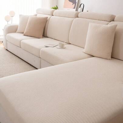 1pc Plush Elastic Sofa Cover, Dust-Proof Sofa Pad Suitable For Living Room, Apartment Decor, All Seasons, Easy To Remove And Wash, Applicable For 1/2/3/4 Seater L-Shaped Sofa, Soft And Stretchy Fabric - Xin Qing