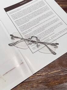 1副男女通用金属无框极简时尚无度数眼镜 - 彩色 - 查看 4