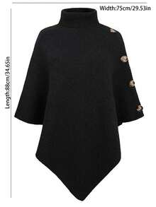 1 pieza Poncho tipo cárdigan de botón de unicolor, para playa y vacaciones - Multicolor - Ver 8