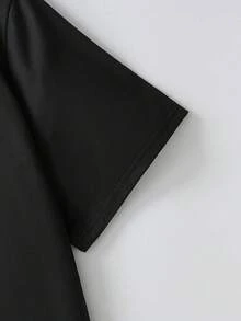 熊圖案圓領大尺碼T恤，休閒短袖上衣，適合春、秋、夏季，所有尺寸均有 - 黑色 - 查看 7