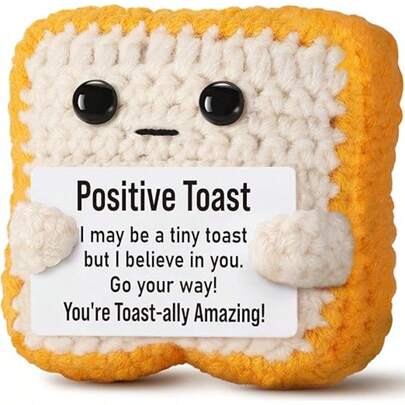 1pc Mini Fun Crochet Toast - Father's Day Birthday Gift For Parents, Graduated Students, Teachers Thanking Daughters, Sisters, Best Friends - Cute Little Things, Positive Emotions. The Crochet Toast Adorned With Positive Emotions Is Perfect For Encouraging Self-Belief Gifts, Volunteer Student Thank-You Gifts, Teacher Gifts, Colleague Motivation And Friendship Gifts. Create A Sincere And Memorable Gift For Children, Mothers, Wives, Sisters, Brothers, Girlfriends Or Lovers