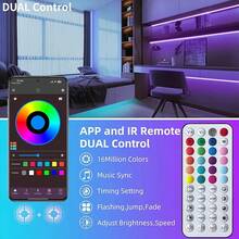 Smart LED Light Strips For Bedrooms, RGB Light Bands With Adjustable Color Temperature, Synchronized With Music And Capable Of Timing, Suitable For Bedrooms, Living Rooms And Party Decorations. - 多色光 - 查看 3