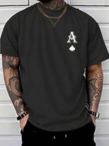 Men's Casual Slim Fit Crew Neck T-Shirt, Suitable For Commuting - Dark Grey - View 1