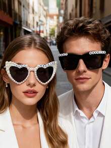 Gafas de boda compatibles para novia y novio con tinte - Montura de imitación, serie especial europea para boda, fiesta de boda, accesorios fotográficos, despedida de soltera - Gafas de disfraz románticas - Ver 3