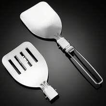 304 Stainless Steel Camping Cookware Set Foldable Spoon Ladle Turner For Outdoor Cooking - Multicolor - View 9