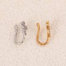 1pc Cross-Shaped Nose Ring, Fashionable , Unique U-Shaped Zirconia Nose Clip, Minimalist Chic, No Piercing Required - Multicolor - View 4