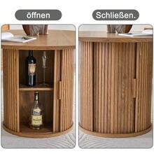 Mesa de comedor redonda de 120 cm para 4-6 personas, mesa de comedor redonda con barandilla de madera, con dos compartimentos de almacenamiento, mesa de comedor moderna de estilo rústico para cocina, sala de estar - Nuez - Ver 6