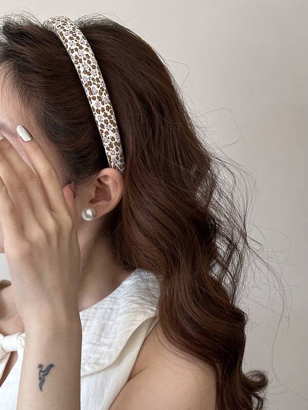 1pc Ditsy Floral Wide-Banded Fresh & Simple Headband For Women