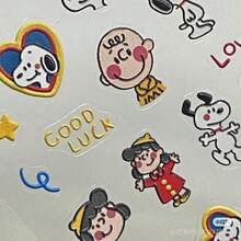 SNOOPY 1片热销可爱浮雕美甲贴纸卡通狗狗儿童DIY笔筒水杯美甲贴纸，送给粉丝、家人和朋友的完美小礼物，情人节礼物，新年礼物，复活节礼物，治愈系学生文具 - 彩色 - 查看 5